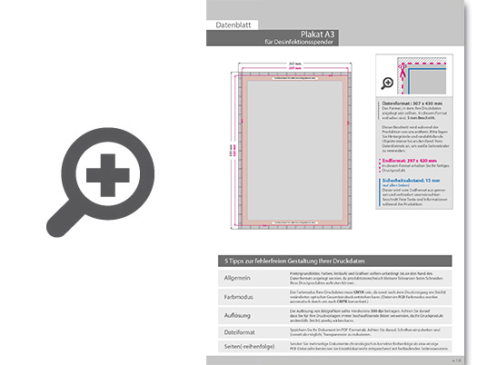 Product Bild praktischer_desinfektionsspender_stehend_mit_klapprahmen_a3_mit_gehrungsecken__einseitig_4_0-farbig_bedruckt